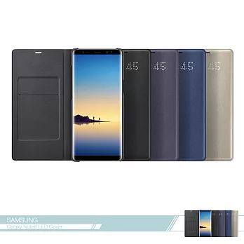 Samsung三星 原廠Galaxy Note8 N950專用 LED皮革翻頁式皮套 可插卡 /側翻書本式保護套金色