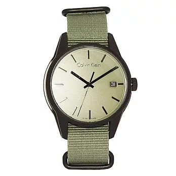 Calvin Klein 軍事革命主義帆布風格優質時尚腕錶-綠-K7K514W1