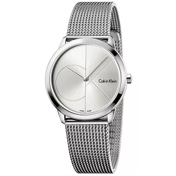 Calvin Klein LOGO主義當道米蘭風格優質時尚腕錶-36mm-銀-K3M2212Z