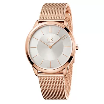 Calvin Klein LOGO主義當道米蘭風格優質時尚腕錶-41mm-玫瑰金-K3M21626