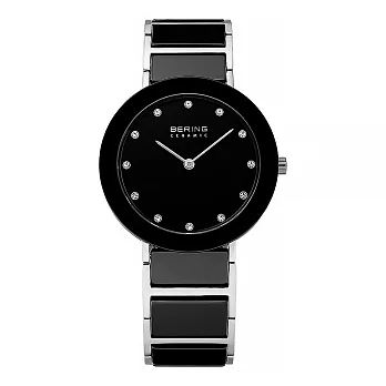 BERING丹麥精品手錶 晶鑽刻度陶瓷錶系列 藍寶石鏡面 黑35mm