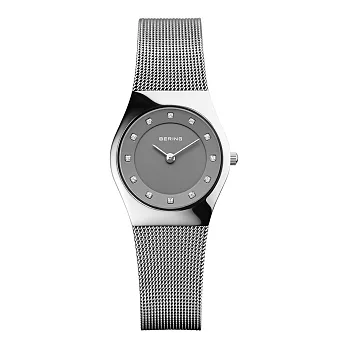 BERING丹麥精品手錶 晶鑽米蘭帶系列 藍寶石鏡面 銀灰 小錶面27mm