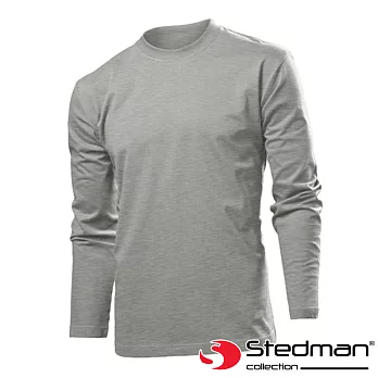 【德國STEDMAN】ST2130 圓領精梳棉質長T-男S灰