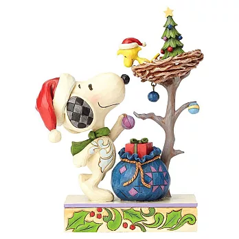 《Enesco精品雕塑》SNOOPY與糊塗塌克溫馨裝飾聖誕塑像-Tis TheSeason(Peanuts by Jim Shore)