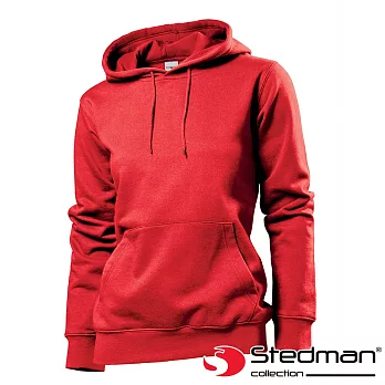 【德國STEDMAN】ST4110 棉柔感素色連帽Ｔ-女L紅