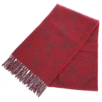 COACH 大C LOGO羊毛混兔毛絲絨保暖長圍巾-紅 (現貨+預購)紅色
