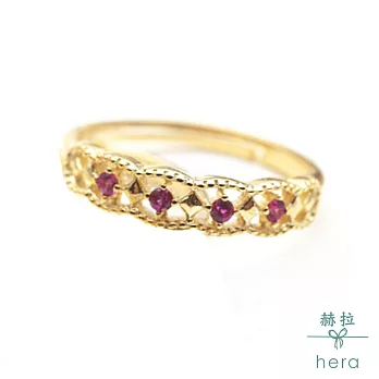 【Hera】復古純銀菱形雕花活圍戒/開口戒/戒指/2色紅寶石