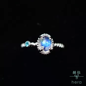 【Hera】月光石純銀伴鑽麻花活圍戒/開口戒指月光石