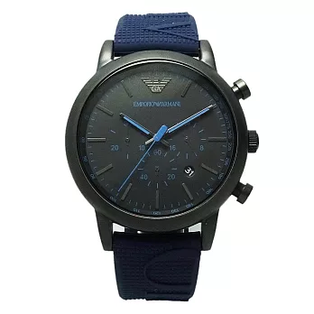 ARMANI 義式新潮風格三眼計時優質腕錶-藍/45mm-AR11023