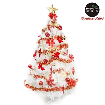 【摩達客】台灣製8尺(240cm)特級白色松針葉聖誕樹 (紅金色系)(不含燈)