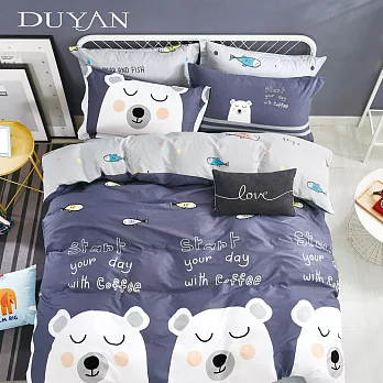 《DUYAN 竹漾》台灣製 100%頂級純棉單人床包二件組- 白熊咖啡聽
