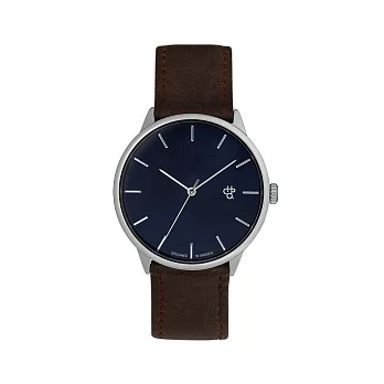 Chpo Brand 瑞典手錶品牌 - Khorshid系列 銀藍錶盤棕皮革