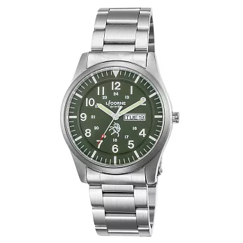 【LICORNE力抗錶】城市簡約手錶(綠白/銀 LT101MWGA)