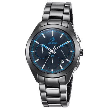 【LICORNE】都會時尚三眼手錶 (黑藍/黑 LT103MBBI-N)