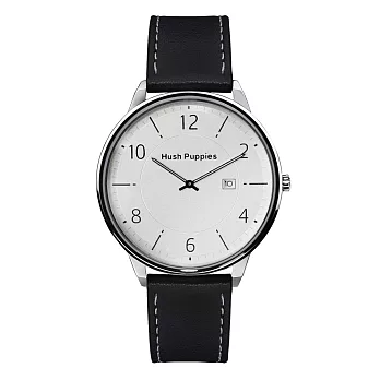 Hush Puppies 雅仕風範薄型腕錶-銀/44mm