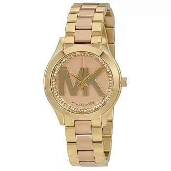 Michael Kors 金x玫瑰金 經典LOGO腕錶MK3650