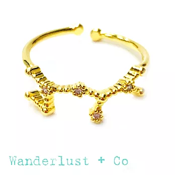 Wanderlust+Co 澳洲品牌 射手座戒指 金色鑲鑽戒指 SAGITTARIUS