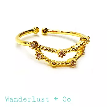 Wanderlust+Co 澳洲品牌 魔羯座戒指 金色鑲鑽戒指 CAPRICORN