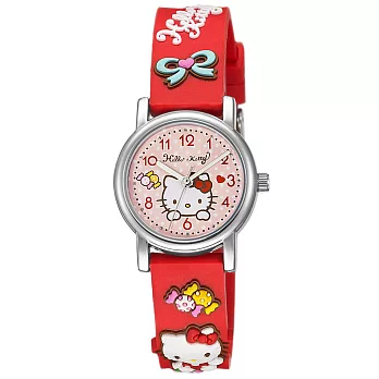 Hello Kitty 甜蜜蘋果造型腕錶-紅