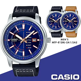 CASIO卡西歐 尖鋒對決三針夜光石英腕錶 MTP-E128L-2A1/2A2卡其色錶帶