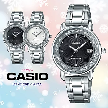 CASIO卡西歐 閃耀璀璨雙色錶帶石英女錶 LTP-E120D-1A/7A黑色