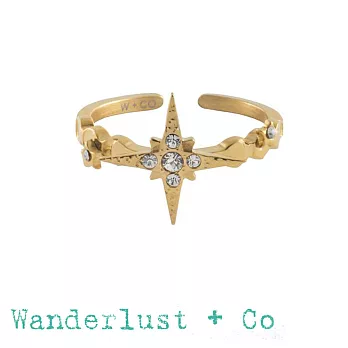 Wanderlust+Co 澳洲品牌 金色北極星戒指 鑲鑽星星戒指WISHING STAR