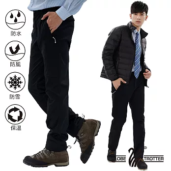 【遊遍天下】男款3D顯瘦防水防風禦寒刷毛褲/雪褲(GP20003)L黑色