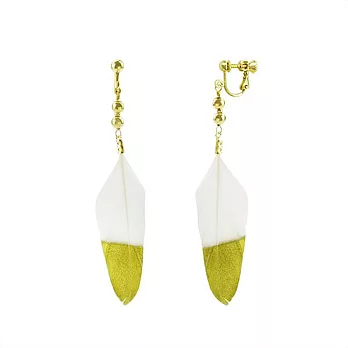 Snatch 金鳥羽毛耳夾 - 白 / Golden Bird Feather Earrings - White