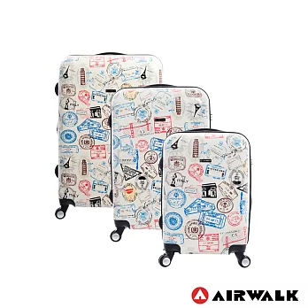 AIRWALK LUGGAGE - 精彩歷程 環郵世界行李箱20+24+28吋 三箱組(各地米白)
