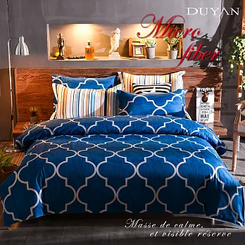 《DUYAN 竹漾》台灣製天絲絨單人床包被套三件組-寶藍屋情緣