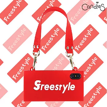 【Candies】Simple系列 Freestyle手提包(紅)-IPhone X