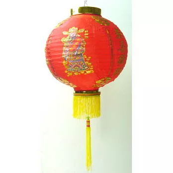 【摩達客】農曆春節元宵 12吋財神爺紅綢布燈籠(一組兩入)