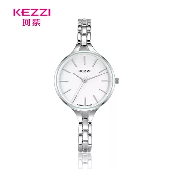 KEZZI 珂紫 KW-1777 簡約刻度指針百搭手鍊錶- 銀白