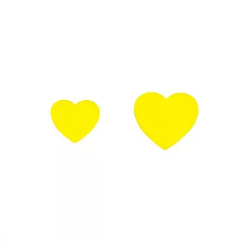 Snatch 大心小愛不對稱耳環 - 透明黃 / Asymmetry Heart Transparent Earrings - Yellow