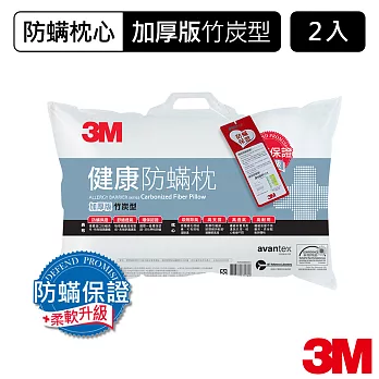 【3M】健康防蹣枕心-竹炭型(加厚版) X2組