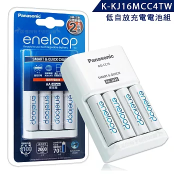 Panasonic eneloop 低自放電池充電組(BQ-CC16充電器+3號4顆) K-KJ16MCC4TW