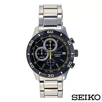SEIKO精工都會熟男風三眼計時視距儀石英腕錶 SSB195P1