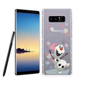 冰雪奇緣展場限定版 三星Samsung Galaxy Note8 透明軟式空壓殼 手機殼(彩色雪花雪寶)