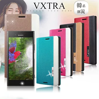 VXTRA SONY XPERIA XZ1 韓系潮流 磁力側翻皮套璀璨時代黑