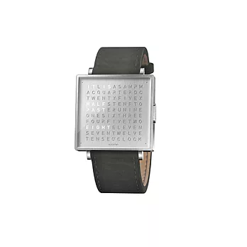 Qlocktwo W39 Fine Steel典雅銀鍊帶腕錶-煙燻灰麂皮錶帶