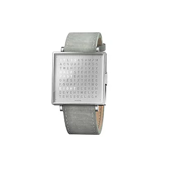 Qlocktwo W39 Fine Steel典雅銀鍊帶腕錶-淺灰麂皮錶帶