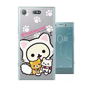 日本授權正版 拉拉熊/Rilakkuma 索尼 SONY Xperia XZ1 Compact 變裝系列彩繪手機殼(貓咪粉)