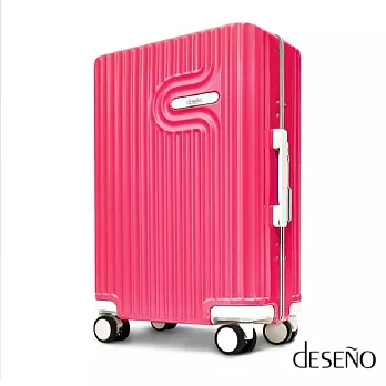 【U】Deseno - 棉花糖PC鏡面細鋁框行李箱(六色可選)20吋 - 玫紅