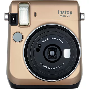 FUJIFILM instax mini 70 拍立得相機(公司貨)+卡通底片(隨機出貨)+紙膠帶+CR2充電組+保護殼-金色