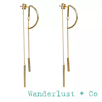 Wanderlust+Co 金色圓形耳環 平衡骨前後扣垂墜式耳環 CIRCA DROP