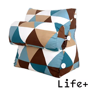 【Life Plus】典雅格紋舒壓萬用靠枕/抱枕/腰靠枕(藍咖格紋)