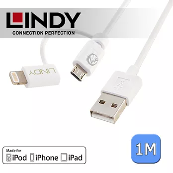 LINDY 林帝 雙接頭 Apple Lightning & Micro-B to USB傳輸充電線, 1m (31344)