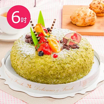 【樂活e棧】生日快樂造型蛋糕-夏戀京都抹茶蛋糕(6吋/顆,共2顆)水果x布丁