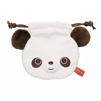 San-X 巧克貓熊變身系列造型毛絨束口袋。白