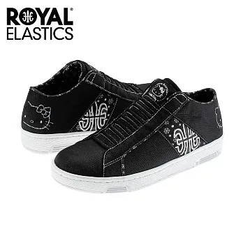 【Royal Elastics】女-Icon Washed Mid Hello Kitty 聯名款 中筒 休閒鞋-黑色(92774-990)US5黑色